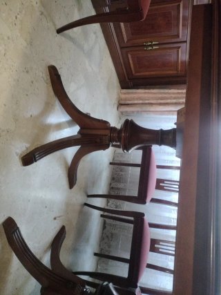 Mesa comedor extensible madera y 6 sillas