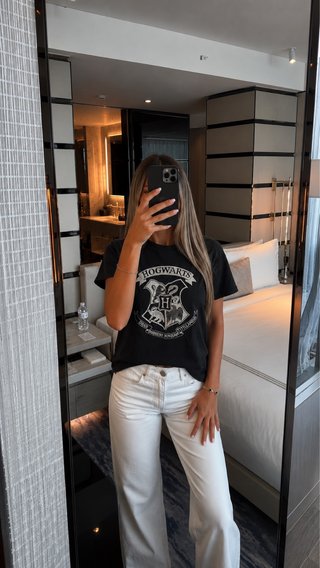 Camiseta Hogwarts Talla M Negra