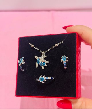 Set Gioielli Argento 925 Tartaruga Blu