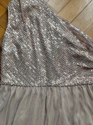 Vestido fiesta lentejuelas asimétrico talla S