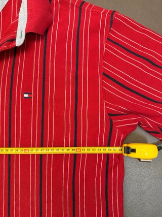 Vintage Tommy Hilfiger Striped Polo Shirt Red 90s