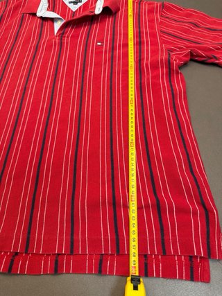 Vintage Tommy Hilfiger Striped Polo Shirt Red 90s