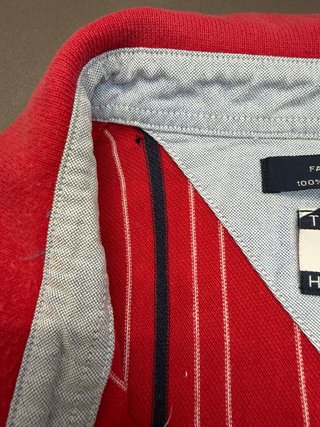 Vintage Tommy Hilfiger Striped Polo Shirt Red 90s