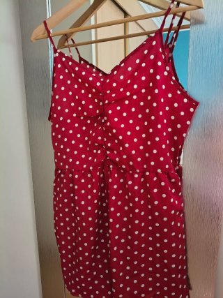 Mono corto verano lunares rojo