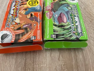 Cajas Pokémon Rojo Fuego y Verde Hoja GBA