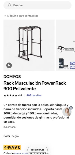 Rack Decathlon 900 + Banco + Barra + Discos