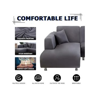 Fodera per divano chaise longue reversibile grigia