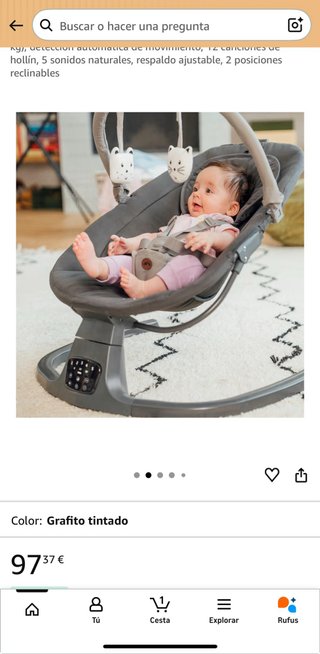 Hamaca Bebe Gris con Juguetes