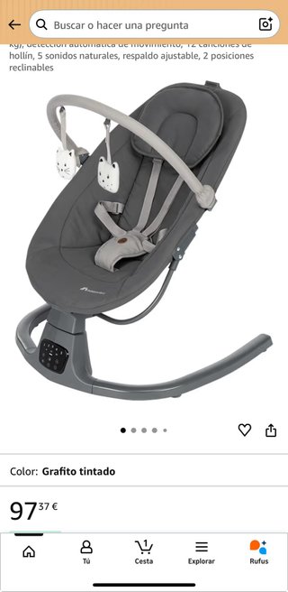 Hamaca Bebe Gris con Juguetes