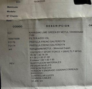 kawasaki ER6N ITV y Revision