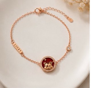 Pulsera de plata 925 con baño oro rosa LUCKY