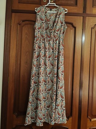 Vestido largo estampado paisley