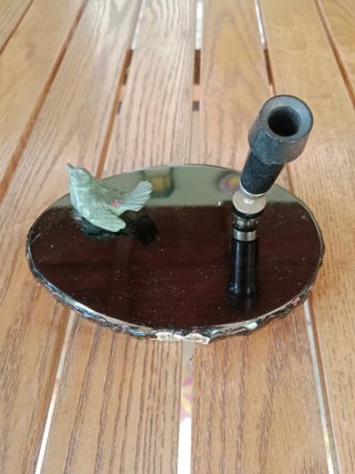 Antiguo Art Decó .Tintero y Porta Plumas Cristal
