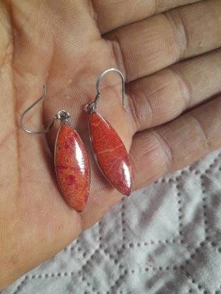Pendientes Plata Coral Rojo