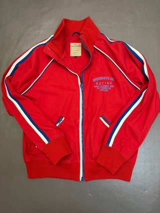 Jack & Jones Red Racing Track Jacket Zip Up Bomber