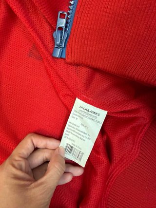 Jack & Jones Red Racing Track Jacket Zip Up Bomber