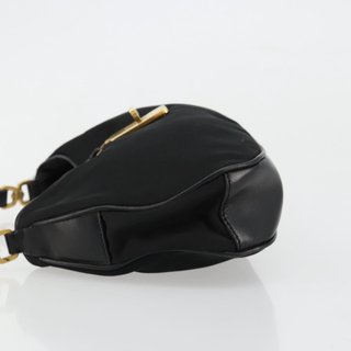 PRADA Accessory Pouch Nylon Black Gold Auth