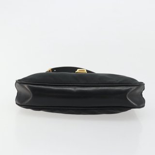 PRADA Accessory Pouch Nylon Black Gold Auth