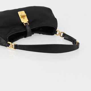 PRADA Accessory Pouch Nylon Black Gold Auth