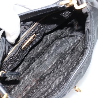 PRADA Accessory Pouch Nylon Black Gold Auth