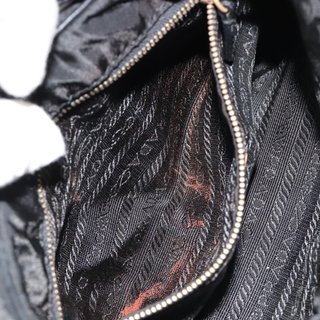 PRADA Accessory Pouch Nylon Black Gold Auth