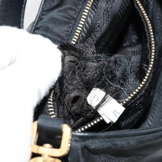 PRADA Accessory Pouch Nylon Black Gold Auth