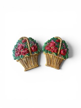 Imanes decorativos cesta flores pintados a mano