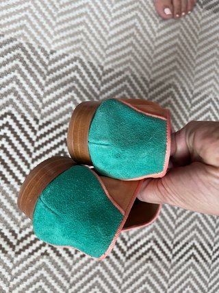 Zapatos Hobby ante verde, naranja y rosa