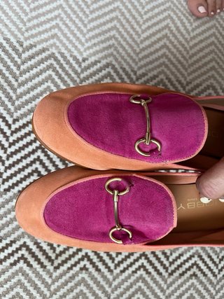 Zapatos Hobby ante verde, naranja y rosa