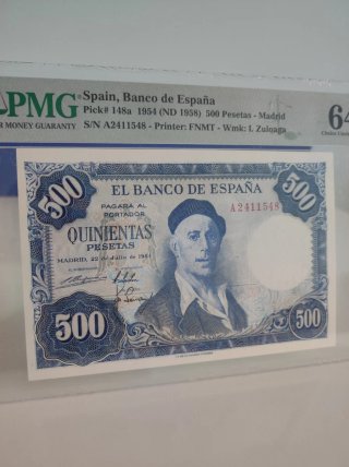 Billete 500 Pesetas España 1954 PMG 64