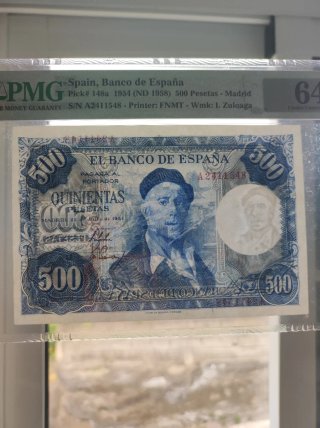 Billete 500 Pesetas España 1954 PMG 64