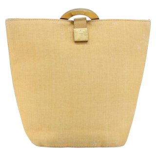 CELINE Circle Shoulder Bag Canvas Yellow Gold