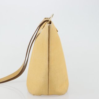 CELINE Circle Shoulder Bag Canvas Yellow Gold