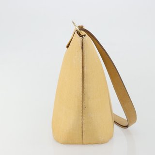CELINE Circle Shoulder Bag Canvas Yellow Gold