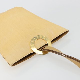 CELINE Circle Shoulder Bag Canvas Yellow Gold