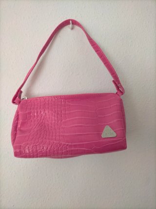 Bolso de mano rosa efecto piel cocodrilo