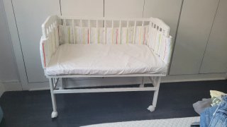 Minicuna colecho madera blanca