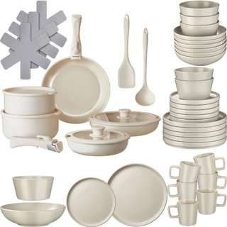 Set iniziale da cucina per 6 persone con stoviglie, pentole