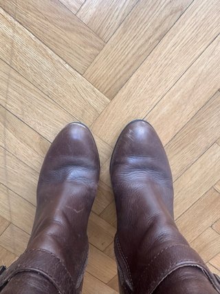 Botines Uterqüe tacón hebilla piel marrón
