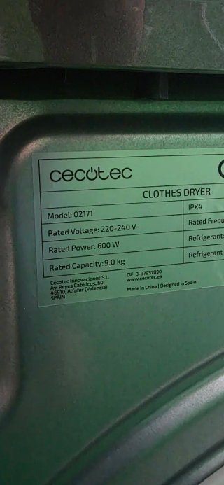 Secadora Cecotec 9 kg