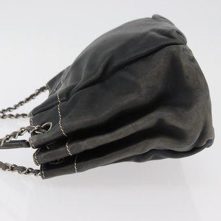 CHANEL Chain Shoulder Bag Lamb Skin Black CC Auth