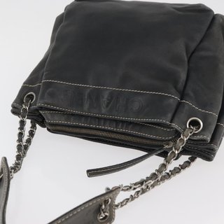 CHANEL Chain Shoulder Bag Lamb Skin Black CC Auth