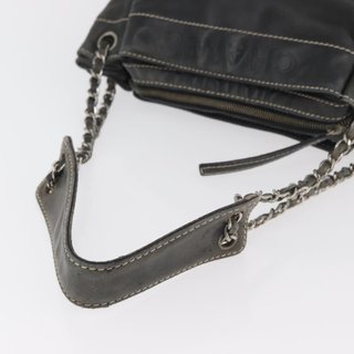 CHANEL Chain Shoulder Bag Lamb Skin Black CC Auth