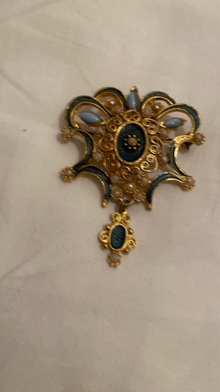 Broche Vintage Azul y Dorado