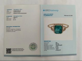 Anillo Oro 14k Esmeralda Natural y Diamantes