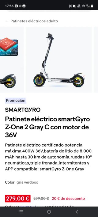 smartGyro Z-One 2 Patinete Eléctrico Gris