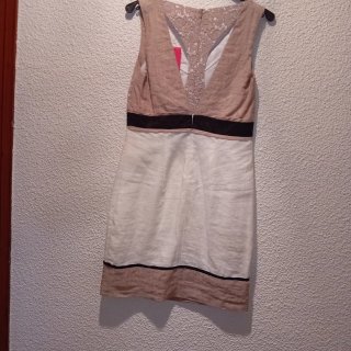 Vestido Derhy Beige y Blanco Talla M