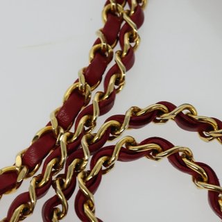 CHANEL Matelasse Chain Shoulder Bag Lamb Skin Red