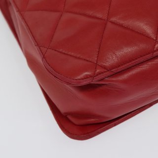 CHANEL Matelasse Chain Shoulder Bag Lamb Skin Red