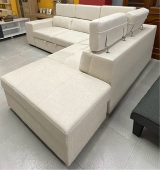 Sofá cama Chaiselongue Beige Tela